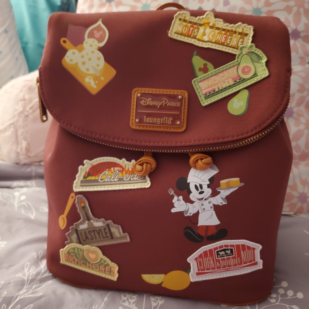 Loungefly Red Backpack with Disney Patches